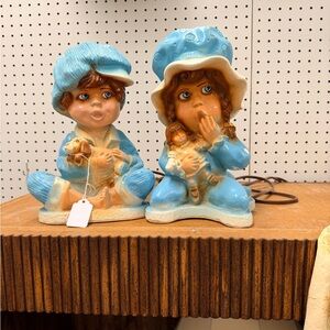 Charming Blue and Brown Figurine Set